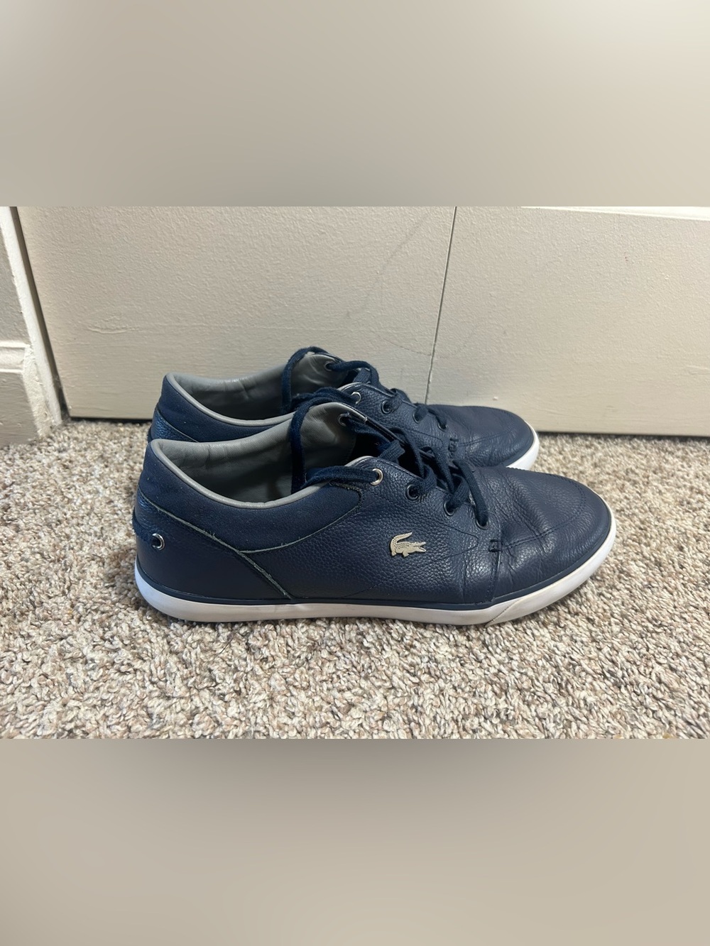 Lacoste Bayliss Leather Comfort Casual Sneakers Shoes Navy Blue Men’s Size 10